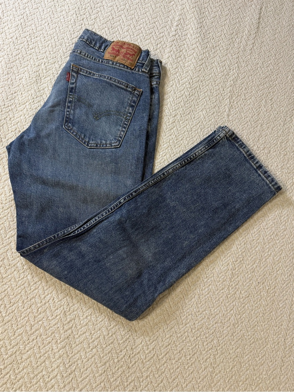 Levi's 514 Straight Men's Jeans W32 L32 Blue Denim Distressed Spotting